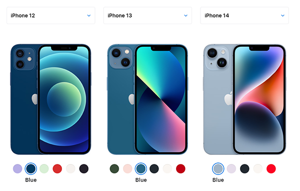 Phiên bản màu xanh dương trên iPhone 14 nhạt nhất trong ba màu